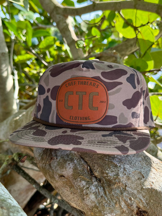 Flat Brim Rope Trucker (Bark Duck Camo / Brown)