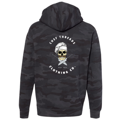 Chef Threads Signature Logo Black Camo Fleece Hood