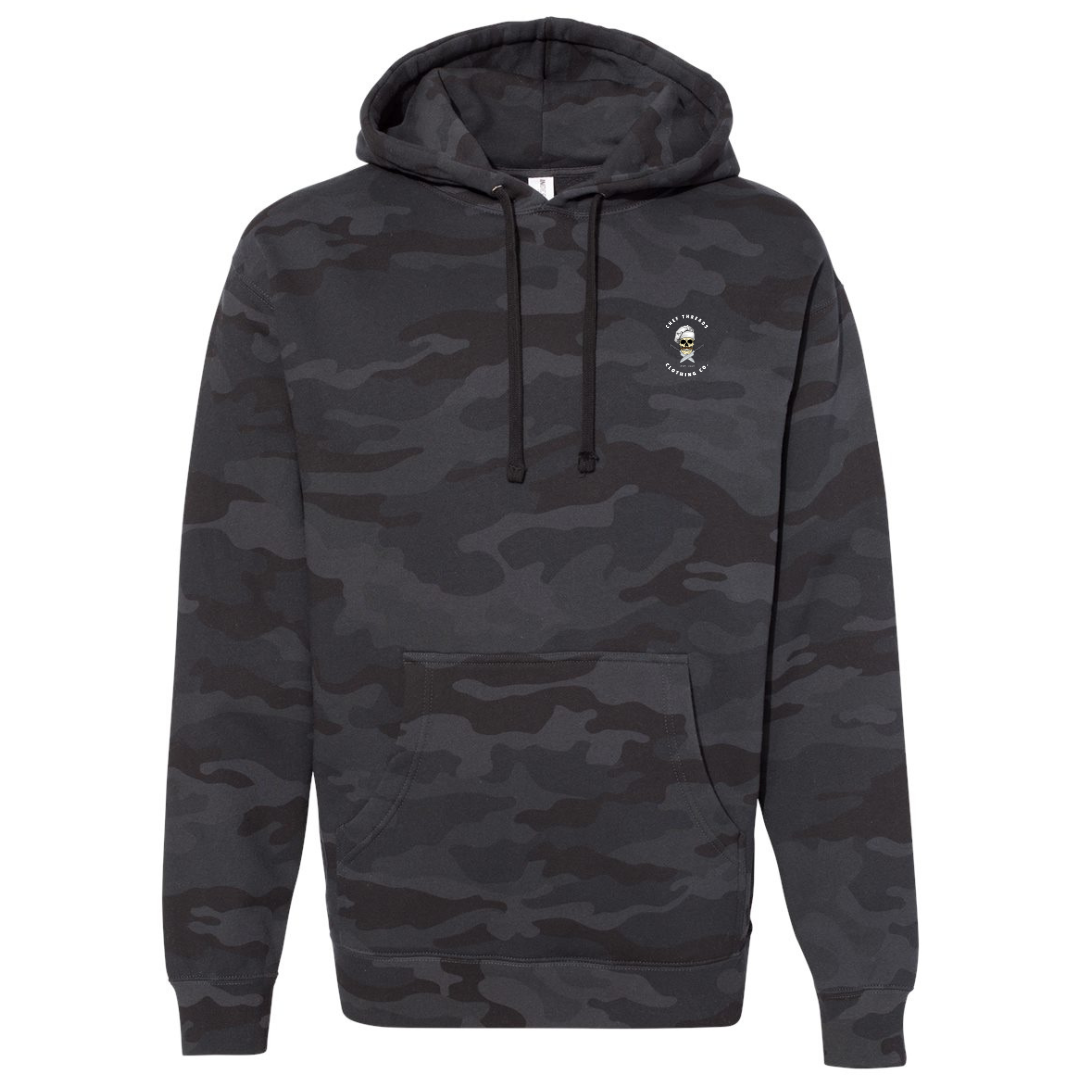 Chef Threads Signature Logo Black Camo Fleece Hood